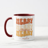 Retro jaren 1960 Groovy Vrolijk Kerstnaam Boho Mok (Links)