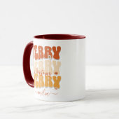 Retro jaren 1960 Groovy Vrolijk Kerstnaam Boho Mok (Voorkant links)