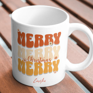 Retro jaren 1960 Groovy Vrolijk Kerstnaam Boho Mok