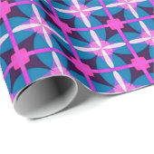 Retro jaren 1960 stijl roze blauwe aubergine esthe cadeaupapier (Rol Hoek)