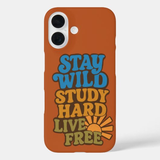 Retro jaren 1970 Blijf Wild, Studie Hard, Live Fre Case-Mate iPhone Case (Achterkant)