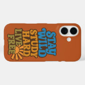 Retro jaren 1970 Blijf Wild, Studie Hard, Live Fre Case-Mate iPhone Case (Achterkant (horizontaal))