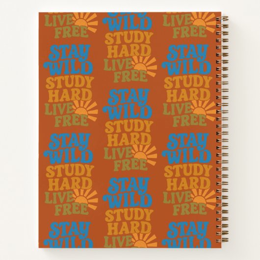 Retro jaren 1970 Blijf Wild, Studie Hard, Live Fre Notitieboek (Achterkant)