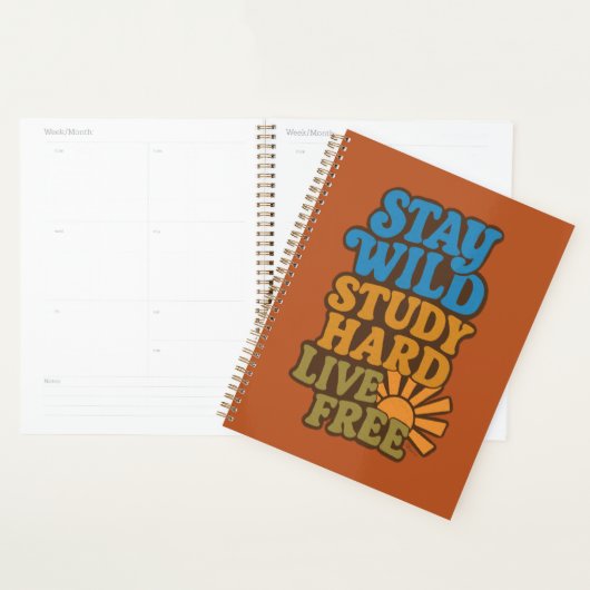 Retro jaren 1970 Blijf Wild, Studie Hard, Live Fre Planner (Display)