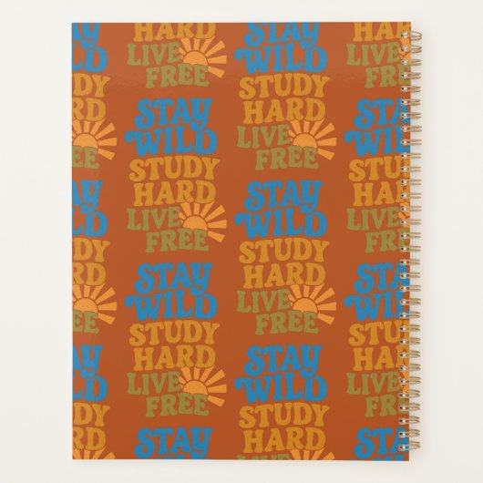Retro jaren 1970 Blijf Wild, Studie Hard, Live Fre Planner (Achterkant)