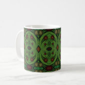 Retro jaren 1970 groen en bruin design mok (Voorkant links)