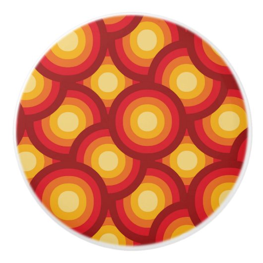 Retro jaren 1970 Groovy Circles geometrisch Keramische Knop (Voorkant)