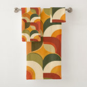 Retro jaren 1970 Vibe geometrische harten Bad Handdoek (Insitu)