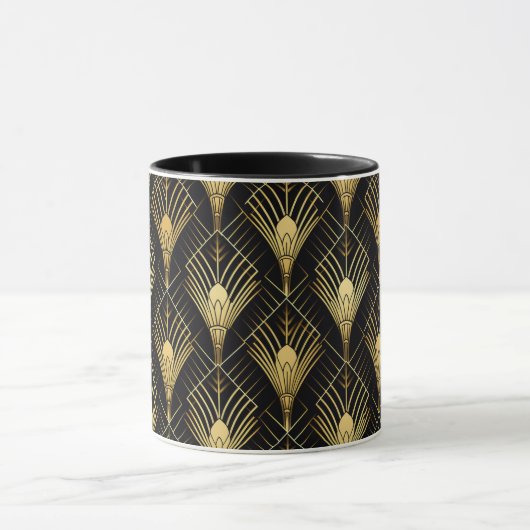 Retro jaren '20 Art Deco Zwart Goud Geometrisch Pa Mok (Midden)