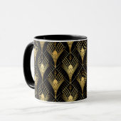Retro jaren '20 Art Deco Zwart Goud Geometrisch Pa Mok (Voorkant links)