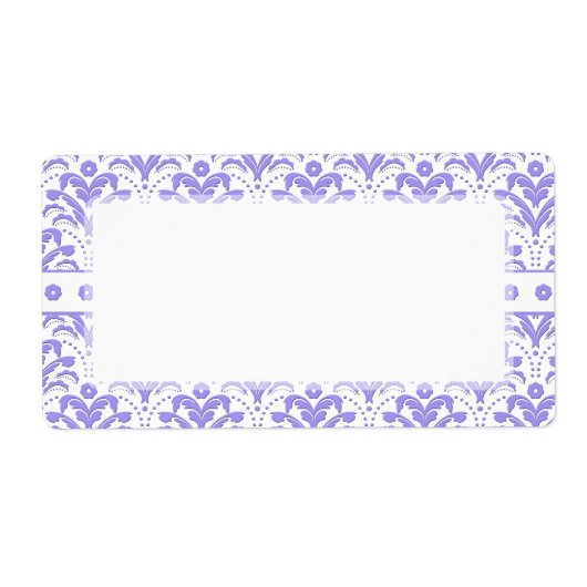 Retro jaren '30 Art Deco Paarse Damast Pattern Etiket (Voorkant)