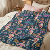 Retro jaren 50 diner roller skate serveerster fleece deken