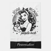 Retro jaren 50 Huisvrouw Funny Sarcastic Humor Theedoek (Verticaal)