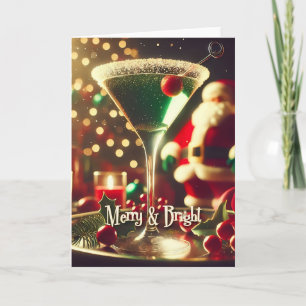 Retro jaren 50 Kerstman Kerst Groen Martini Kaart