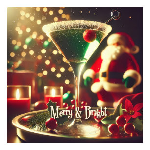 Retro jaren 50 Kerstman Kerst Groene Martini Foto Afdruk