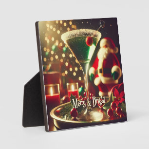 Retro jaren 50 Kerstman Kerst Groene Martini Fotoplaat