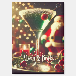 Retro jaren 50 Kerstman Kerst Groene Martini Magneet