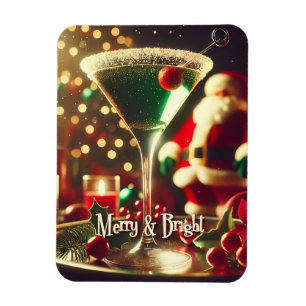 Retro jaren 50 Kerstman Kerst Groene Martini Magneet