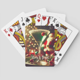 Retro jaren 50 Kerstman Kerst Groene Martini Pokerkaarten