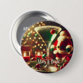 Retro jaren 50 Kerstman Kerst Groene Martini Ronde Button 7,6 Cm (Voorkant /achterkant)
