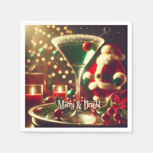 Retro jaren 50 Kerstman Kerst Groene Martini Servet