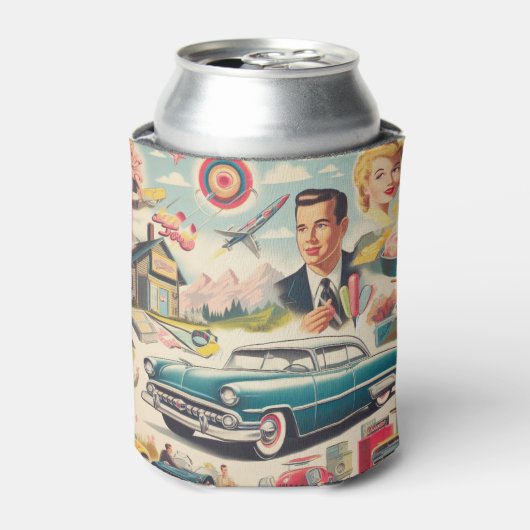 Retro jaren 50 Kitsch Illustratie Blikjeskoeler (Blikje Voorkant)