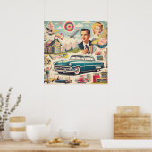 Retro jaren 50 Kitsch Illustratie Poster (Keuken)