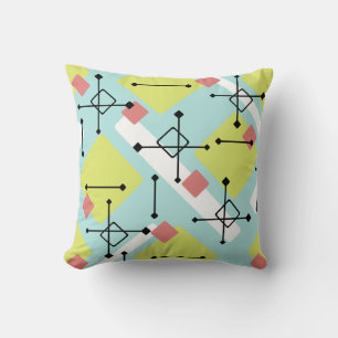Retro jaren 50 kunst diamanten mintgroen geel kussen