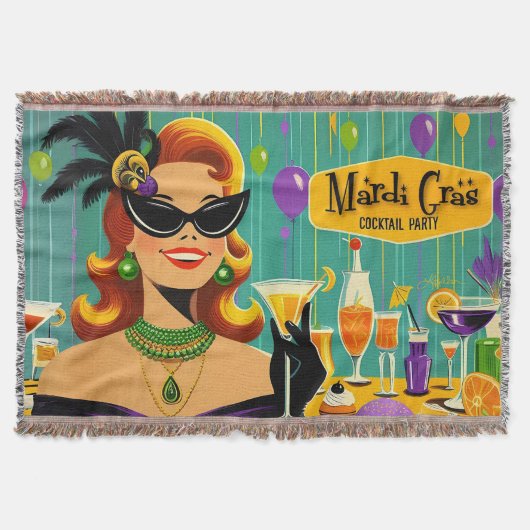Retro jaren 50 Mardi Gras Cocktailparty Deken (Voorkant)