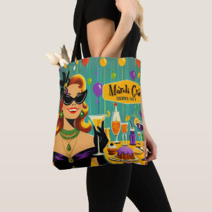 Retro jaren 50 Mardi Gras Cocktailparty Tote Bag