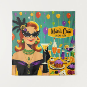 Retro jaren 50 Mardi Gras Cocktailparty Wandkleed