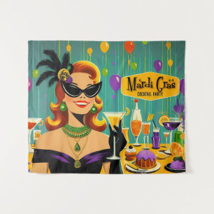 Retro jaren 50 Mardi Gras Cocktailparty Wandkleed