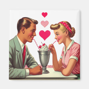 /retro jaren '50 moutwinkel Valentijnse Magneet