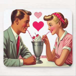/retro jaren '50 moutwinkel Valentijnse Muismat