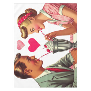 /retro jaren '50 moutwinkel Valentijnse Tafelkleed