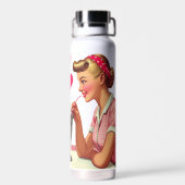 /retro jaren '50 moutwinkel Valentijnse Waterfles (Achterkant)