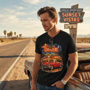 Retro jaren 50 Neon Diner Klassieke Auto Tri-Blend Shirt