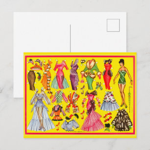 Retro jaren 50 papieren pop mode garderobe briefkaart