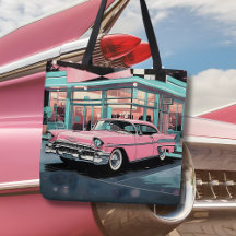 Retro jaren 50 Roze Auto Diner uit het midden van 