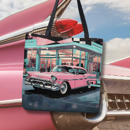 Retro jaren 50 Roze Auto Diner uit het midden van  Tote Bag