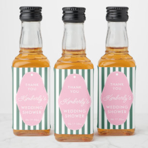 Retro jaren 50 roze en groene trouwfeest cadeautje likeurfles etiket