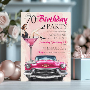 Retro jaren 50 Roze Hollywood Glam 70ste verjaarda Kaart