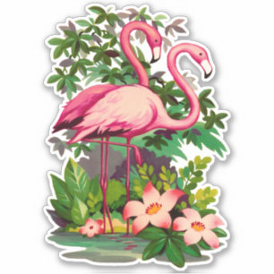 Retro  jaren '50 Stijl Hot Pink Flamingoes Sticker