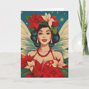 Retro jaren 50 Tropische Kerst Pin-Up Schoonheidsk Kaart
