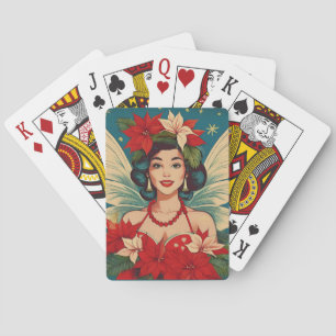 Retro jaren 50 Tropische Kerst Pin-Up Schoonheidsk Pokerkaarten