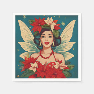 Retro jaren 50 Tropische Kerst Pin-Up Schoonheidsk Servet