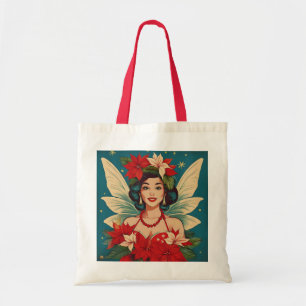 Retro jaren 50 Tropische Kerst Pin-Up Schoonheidsk Tote Bag