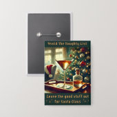 Retro jaren 50 Vermijd de stoute lijst Kerst Marti Button (Voorkant / Achterkant)