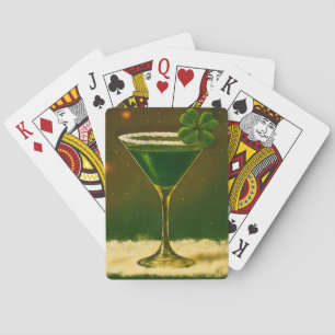 Retro jaren 50 vierbladige klaver Ierse Kerst Mart Pokerkaarten