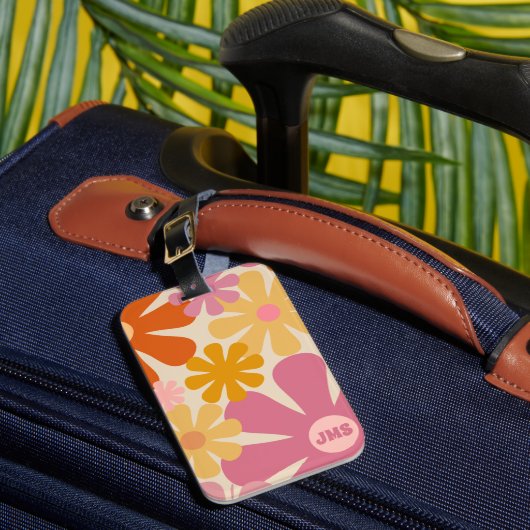 Retro jaren 60 70 Aesthetisch Bloemmotief Bagagelabel (Voorkant Insitu 1)